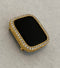 Gold Apple Watch Bezel Cover 40mm 44mm with Lab Diamonds Metal Bumper Case for Smartwatch
