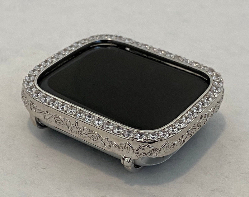 Apple Watch Cover Womens Lab Diamond Bezel Silver Apple Watch Case Protective Bumper 40mm 44mm Bling Iwatch Candy