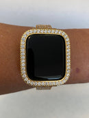 Luxury Womens Apple Watch Cover Gold Lab Diamond Bezel Case 38m-49mm Ultra Smartwatch Bumper Iwatch Candy Bling Series 1-8 Iwatch Candy