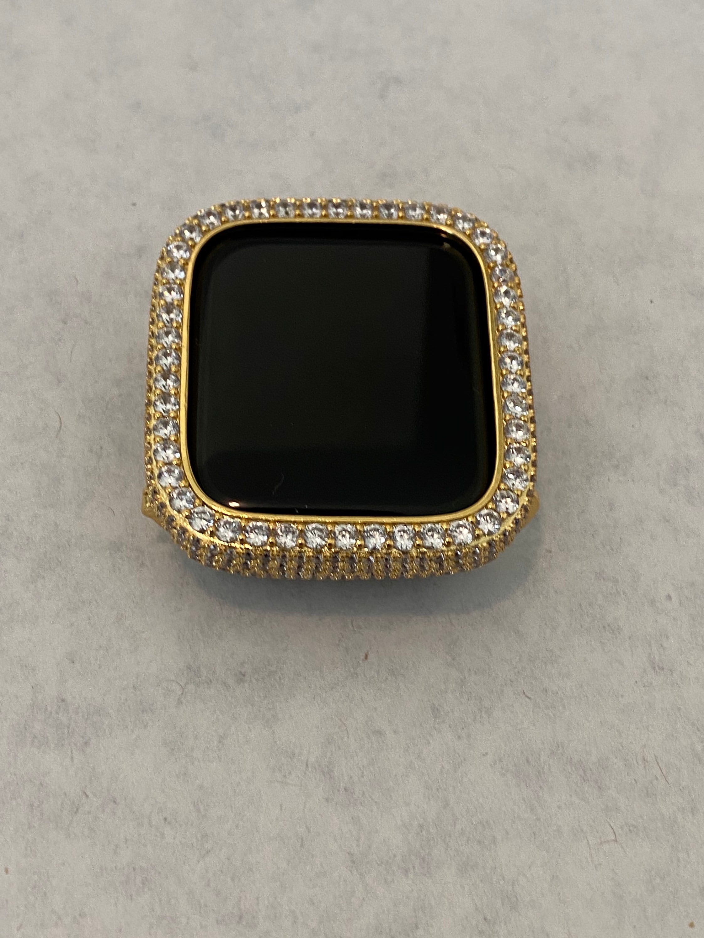 Gold Apple Watch Cover Lab Diamond Bezel Case 41mm 45mm 49mm Ultra Apple Watch Case Bling 38mm 40mm 42mm 44mm Series 1-9