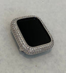 Silver Apple Watch Bezel Cover Women, 38mm 40mm 41mm 42mm 44mm 45mm 49mm Pave Lab Diamond Iwatch Candy Case Bling