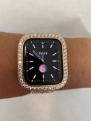 Series 8 Apple Watch Band 41mm 45mm Swarovski Crystals & or Rose Gold Lab Diamond Pave Bezel Cover 38mm-44mm Series 1-8