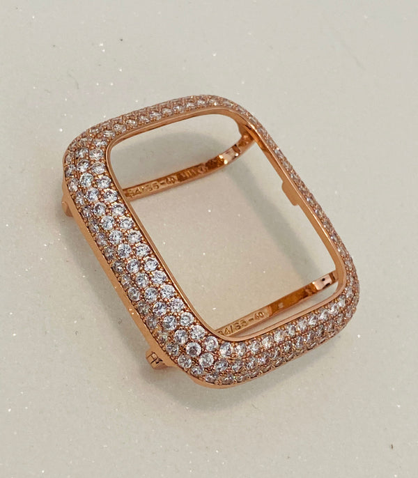 Apple Watch Bezel Cover Lab Diamonds Rose Gold 38mm 40mm 41mm 42mm 44mm 45mm Smartwatch Bumper Series 1-8 SE