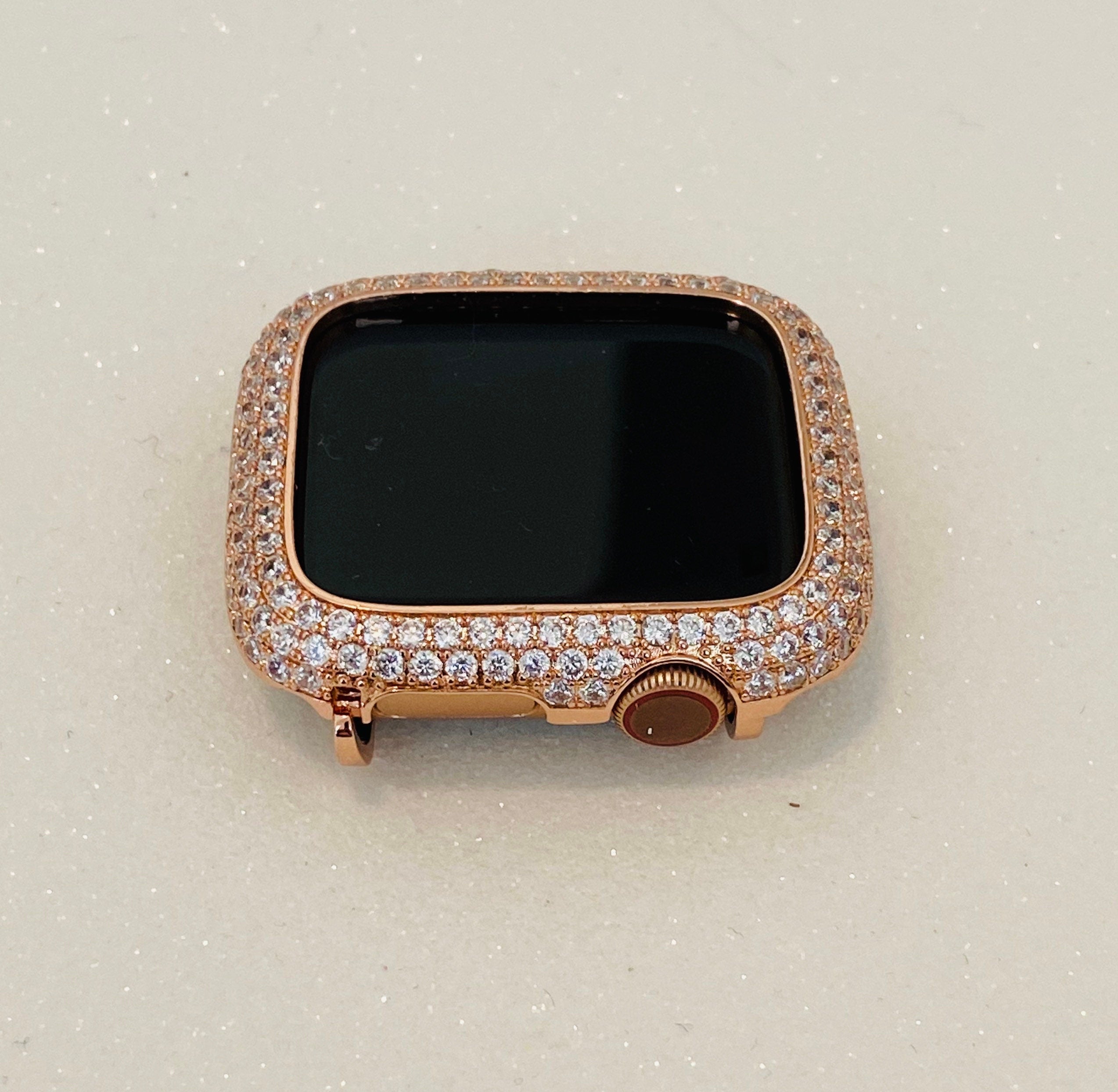 Apple Watch Bezel Cover Lab Diamonds Rose Gold 38mm 40mm 41mm 42mm 44mm 45mm Smartwatch Bumper Series 1-8 SE