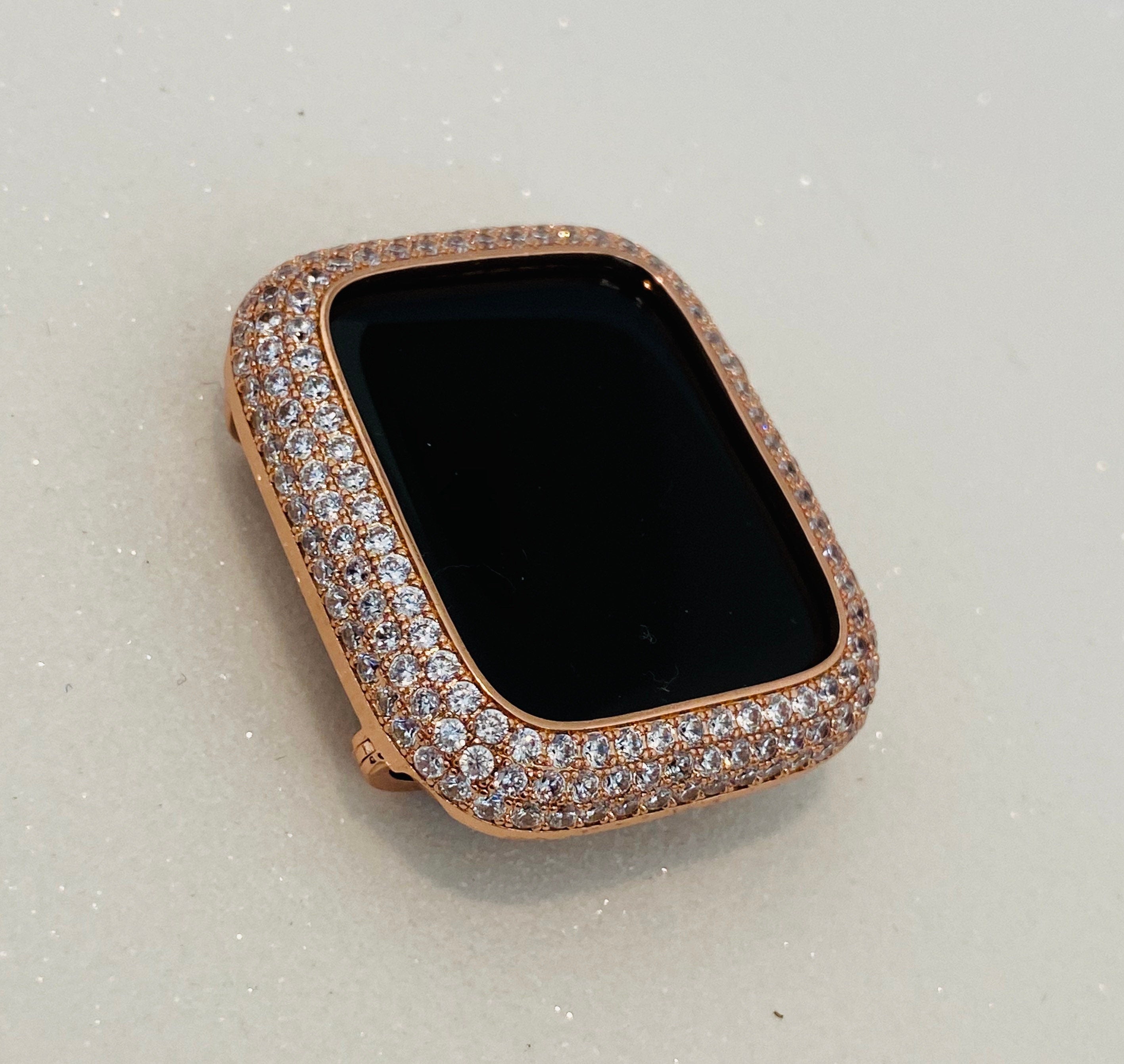 Apple Watch Bezel Cover Lab Diamonds Rose Gold 38mm 40mm 41mm 42mm 44mm 45mm Smartwatch Bumper Series 1-8 SE