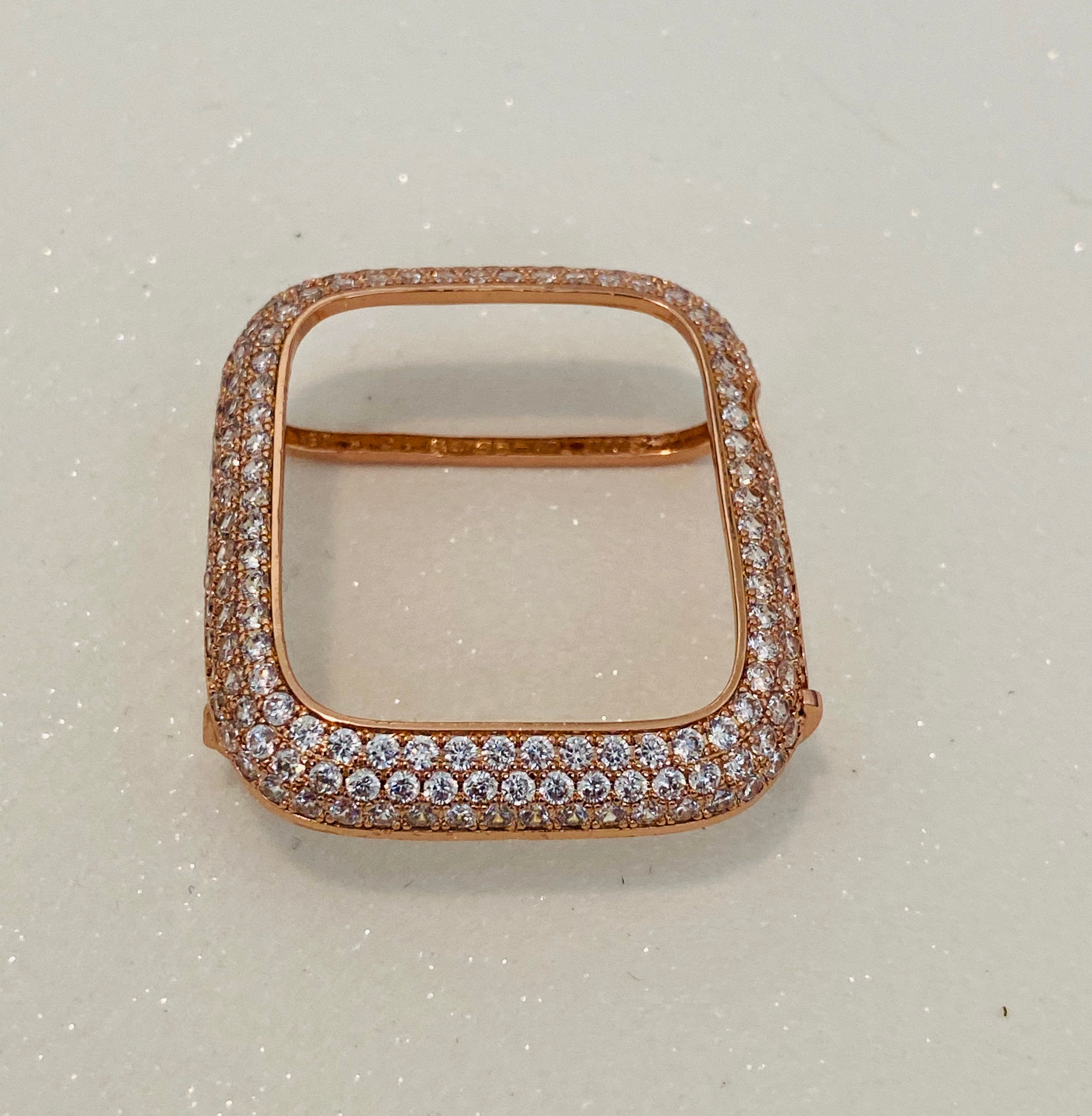 Apple Watch Bezel Cover Lab Diamonds Rose Gold 38mm 40mm 41mm 42mm 44mm 45mm Smartwatch Bumper Series 1-8 SE