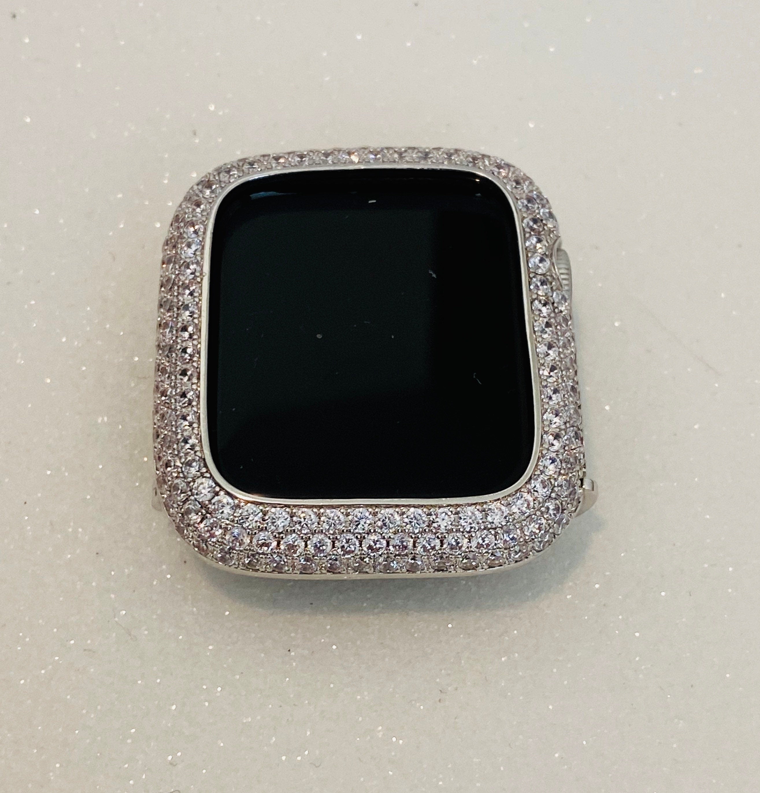 Silver Apple Watch Bezel Cover Lab Diamond Crystal Series 2,3,4,5,6,7,8,9 SE Iwatch Bling 38mm 40mm 41mm 42mm 44mm 45mm 49mm Iwatch Candy