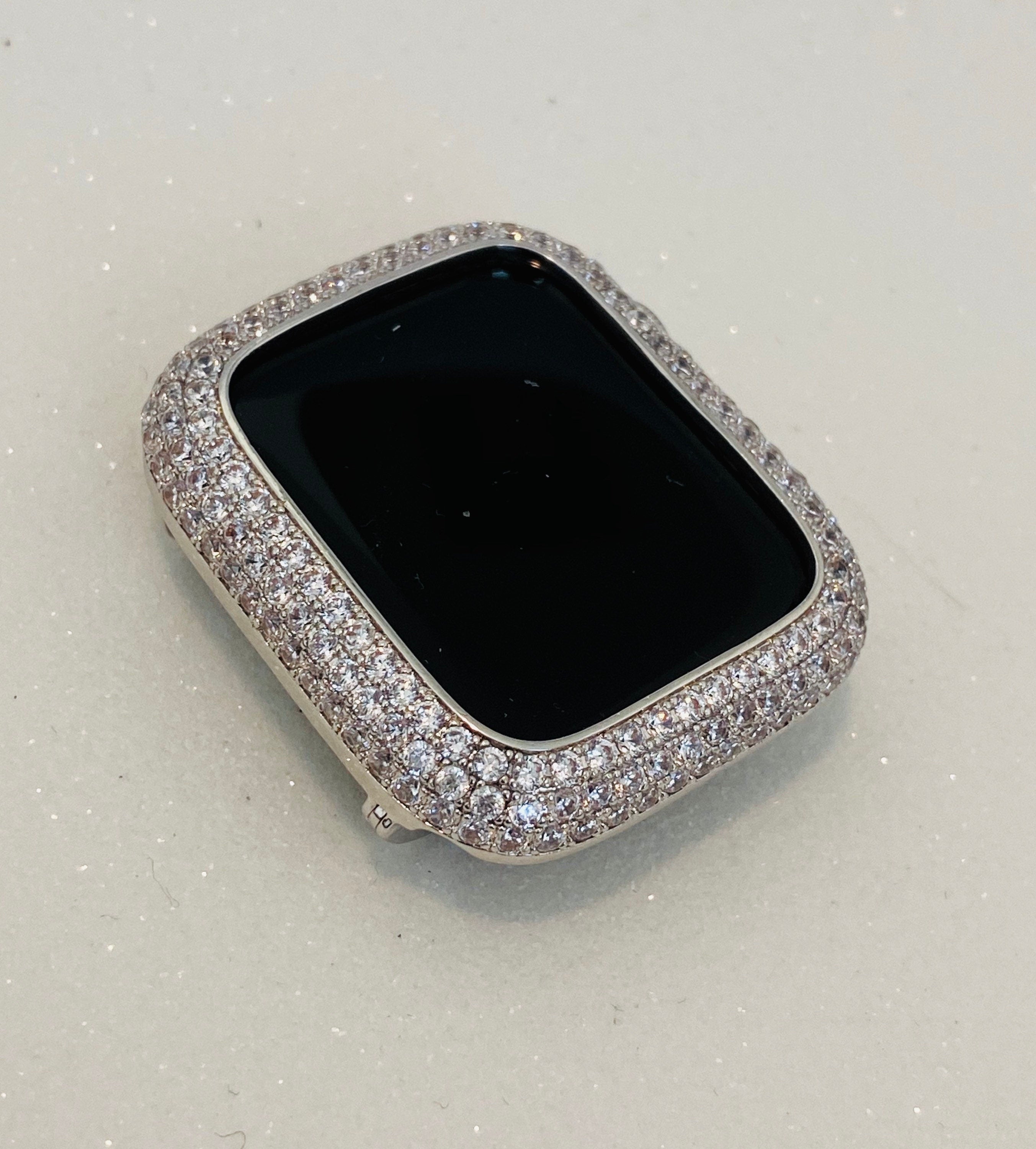 Silver Apple Watch Bezel Cover Lab Diamond Crystal Series 2,3,4,5,6,7,8,9 SE Iwatch Bling 38mm 40mm 41mm 42mm 44mm 45mm 49mm Iwatch Candy