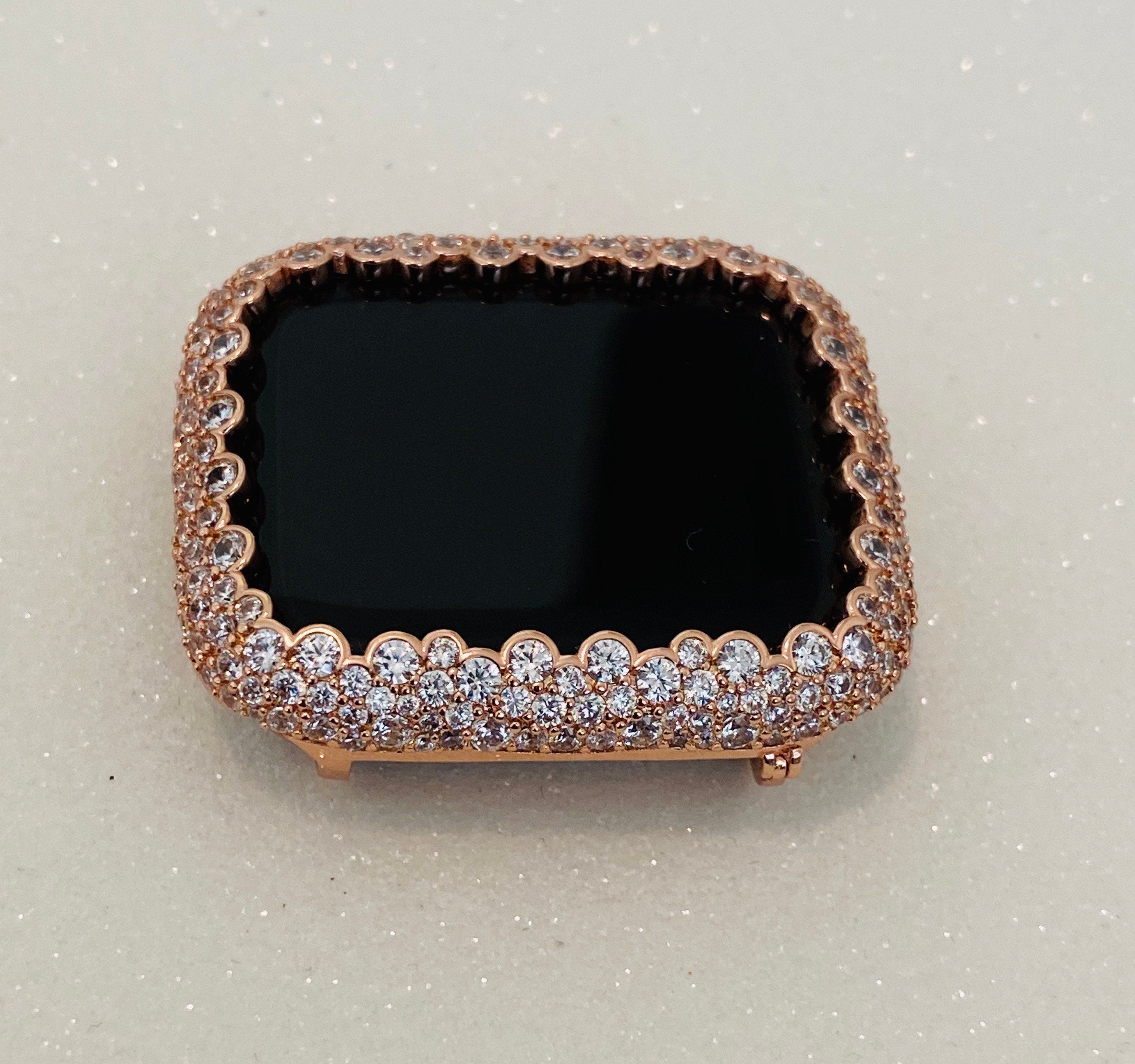 Rose Gold Apple Watch Case with Lab Diamonds for Iphone Watch Designer Iwatch Cover Protector 38mm-49mm Ultra Iwatch Candy Bling