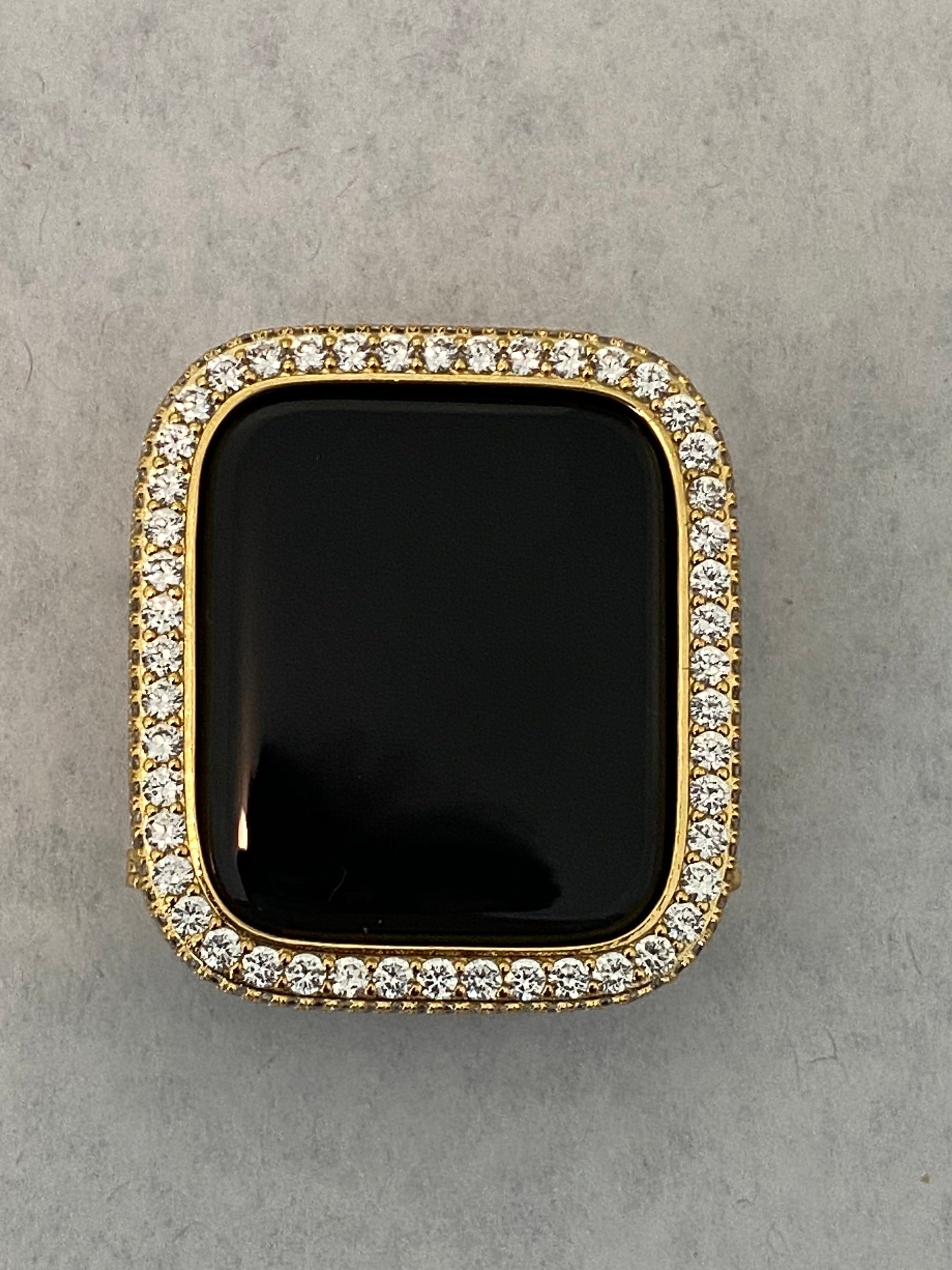 Gold Apple Watch Cover Lab Diamond Bezel Case 41mm 45mm 49mm Ultra Apple Watch Case Bling 38mm 40mm 42mm 44mm Series 1-9