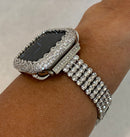 Womens Iwatch Candy Apple Watch Band 41mm 45mm Silver Swarovski Crystals 49mm Ultra & or Apple Watch Cover with Lab Diamonds Smartwatch Bumper Case 38mm-45mm Bling