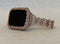 Womens Swarovski Crystal Apple Watch Band Rose Gold & or Apple Watch Cover with Lab Diamond 41mm 45mm 49mm Ultra Smartwatch Bumper Bling Series 8