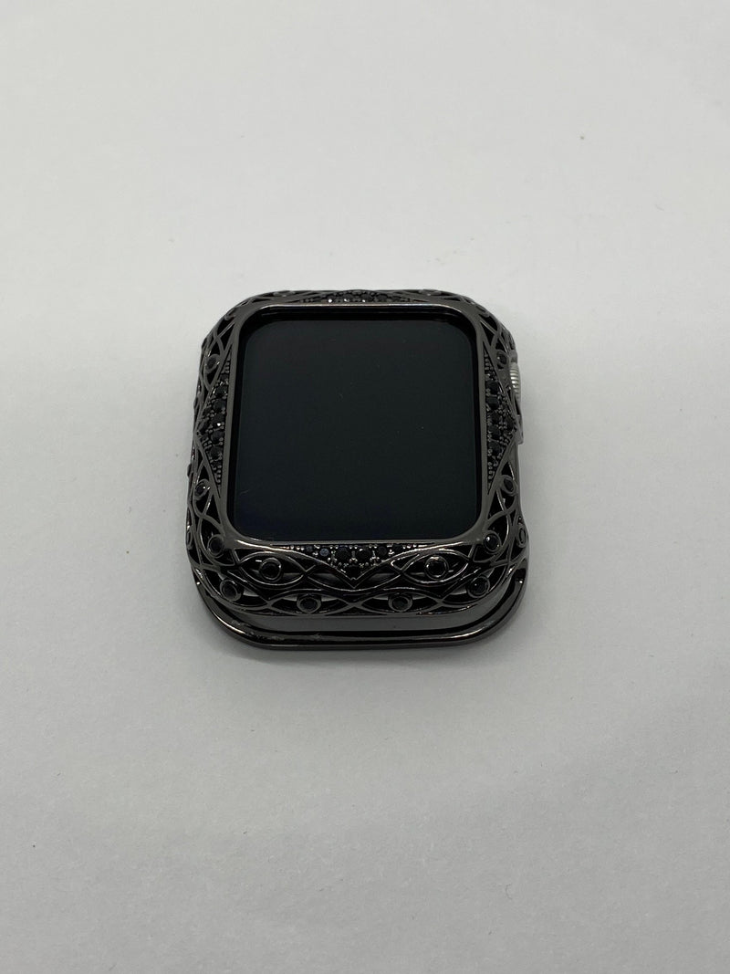 Black on Black Apple Watch Cover Crystals Womens Apple Watch Case Bumper 38mm-45mm Iwatch Candy Bling Series 2-9