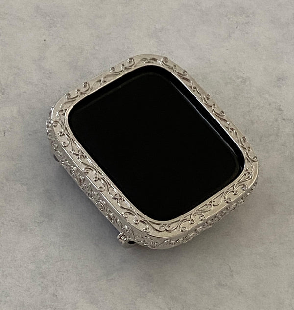 Custom Apple Watch Bezel Cover Silver 40mm 44mm Iwatch Bumper Case Hand Made Final Sale