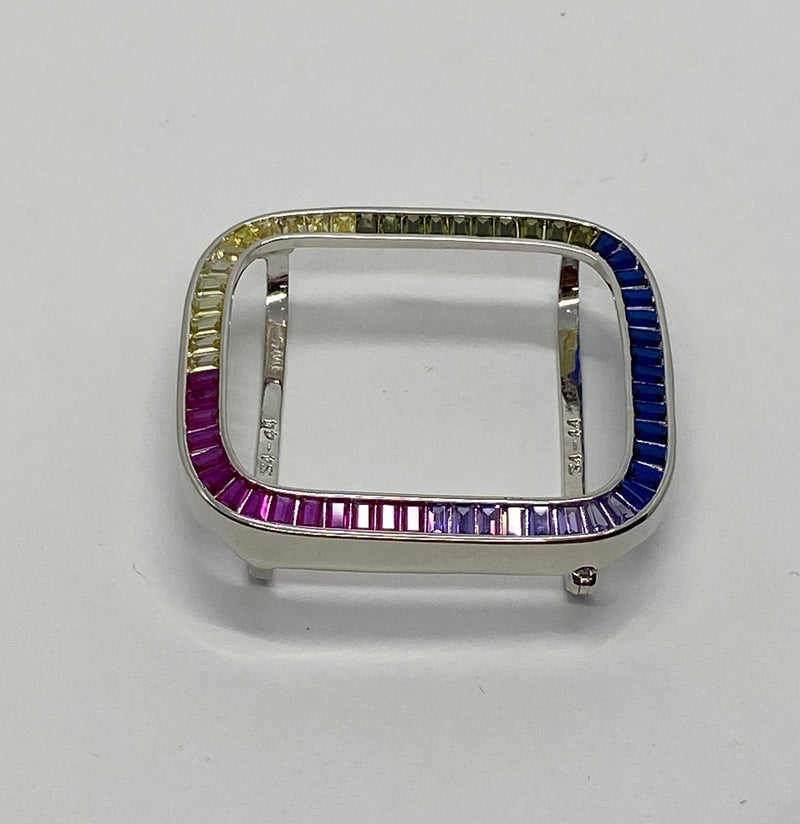 Series 2-9 Rainbow Apple Watch Bezel Cover 38mm 40mm 41mm 42mm 44mm 45mm Silver Apple Watch Case Bumper Iwatch Candy Bling