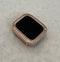 Custom Rose Gold Apple Watch Band Women 38mm-45mm & or Baguette Lab Diamond Bezel Apple Watch Cover Iwatch Bling Series 8 Custom Handmade