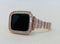 Custom Rose Gold Apple Watch Band Women 38mm-45mm & or Baguette Lab Diamond Bezel Apple Watch Cover Iwatch Bling Series 8 Custom Handmade