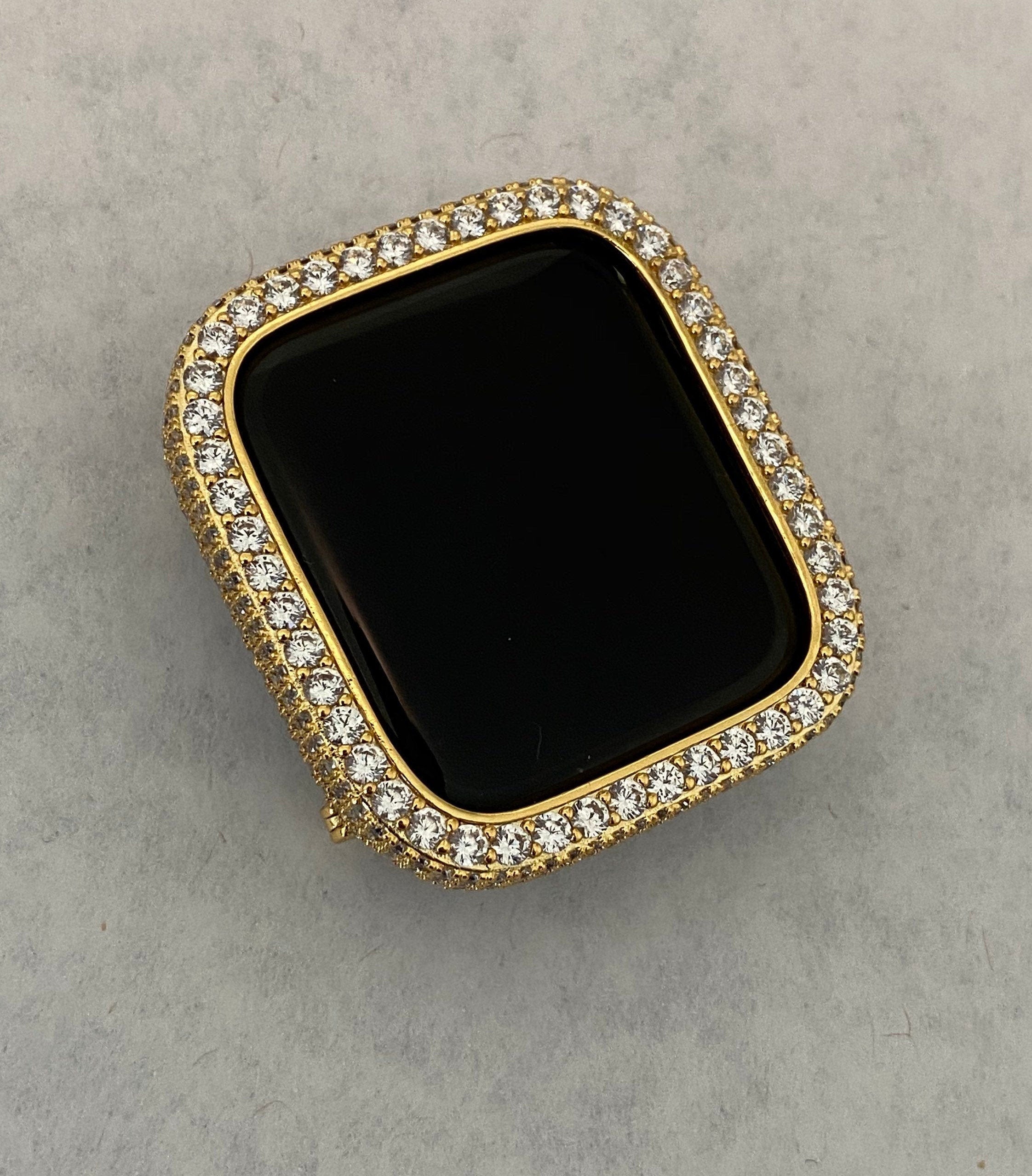 Gold Apple Watch Cover Lab Diamond Bezel Case 41mm 45mm 49mm Ultra Apple Watch Case Bling 38mm 40mm 42mm 44mm Series 1-9