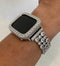 High End Apple Watch Band with large Swarovski Crystal set in Silver or Apple Watch Cover with 3.5mm Lab Diamonds from Iwatch Candy in sizes 38mm-45mm