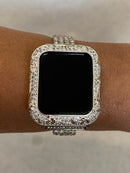 Series 7-8 Apple Watch Cover 41mm 45mm Smartwatch Case Bumper Swarovski Crystal Bling Silver 38mm 40mm 42mm 44mm S 1-8 SE