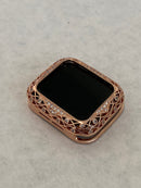 Custom Apple Watch Cover in Rose Gold with Swarovski Crystals, Protective Apple Watch Case in a Bumper Style fits sizes 38mm-45mm Iwatch Candy