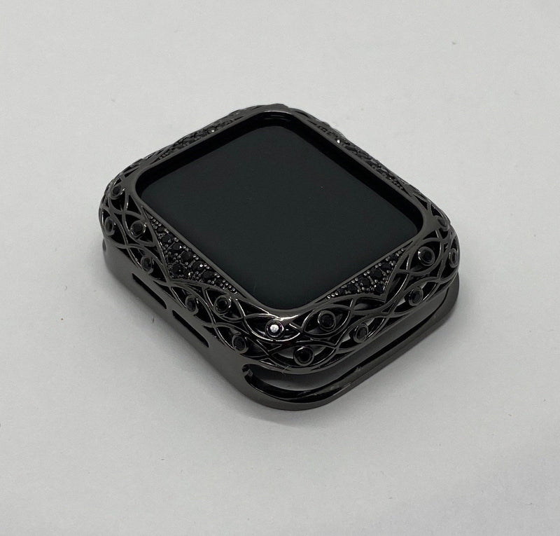 Black on Black Apple Watch Cover Crystals Womens Apple Watch Case Bumper 38mm-45mm Iwatch Candy Bling Series 2-9