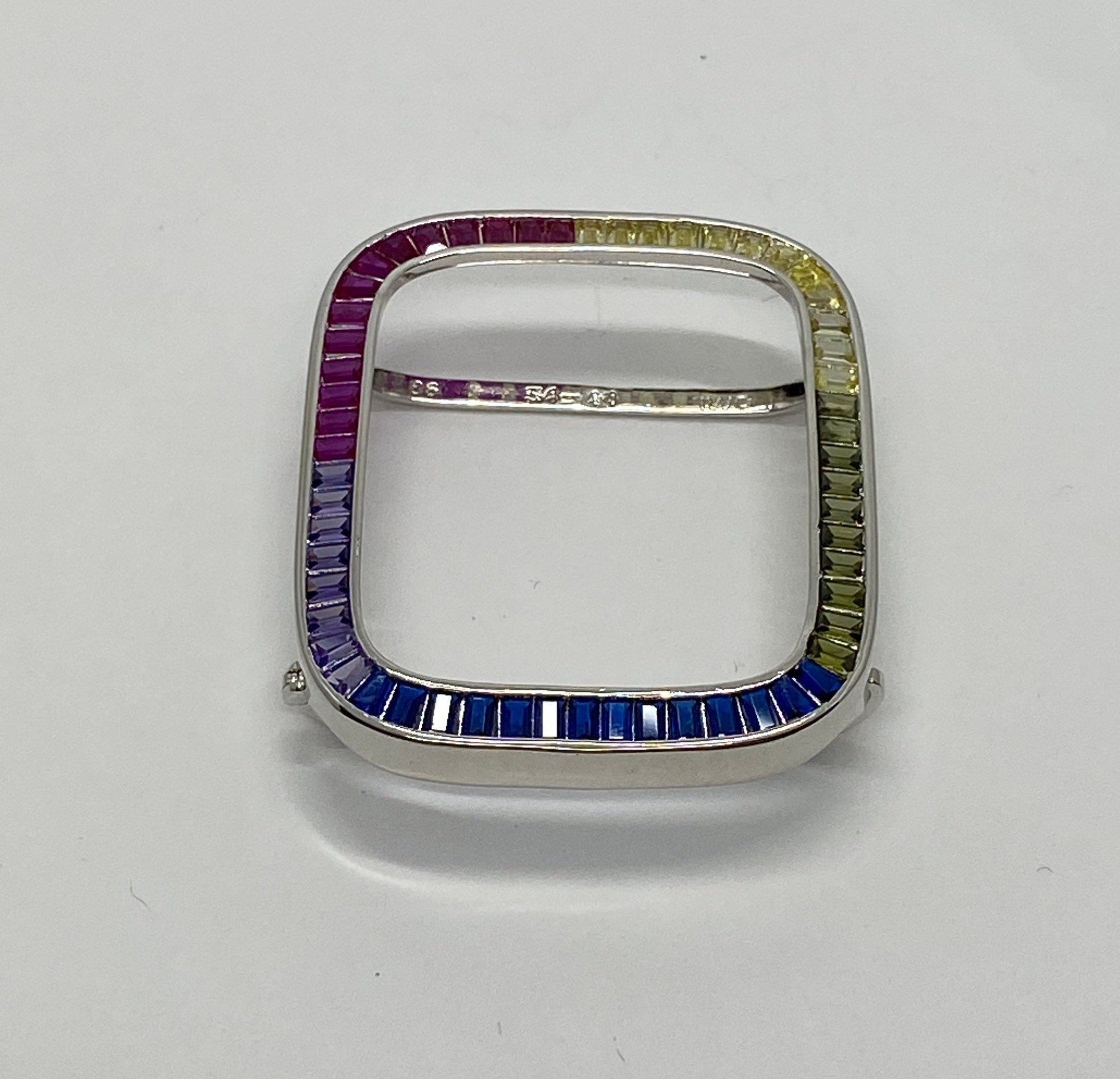 41mm 45mm Rainbow Apple Watch Bezel Cover 40mm 44mm Silver Lab Diamond Iwatch Case Series 2-9