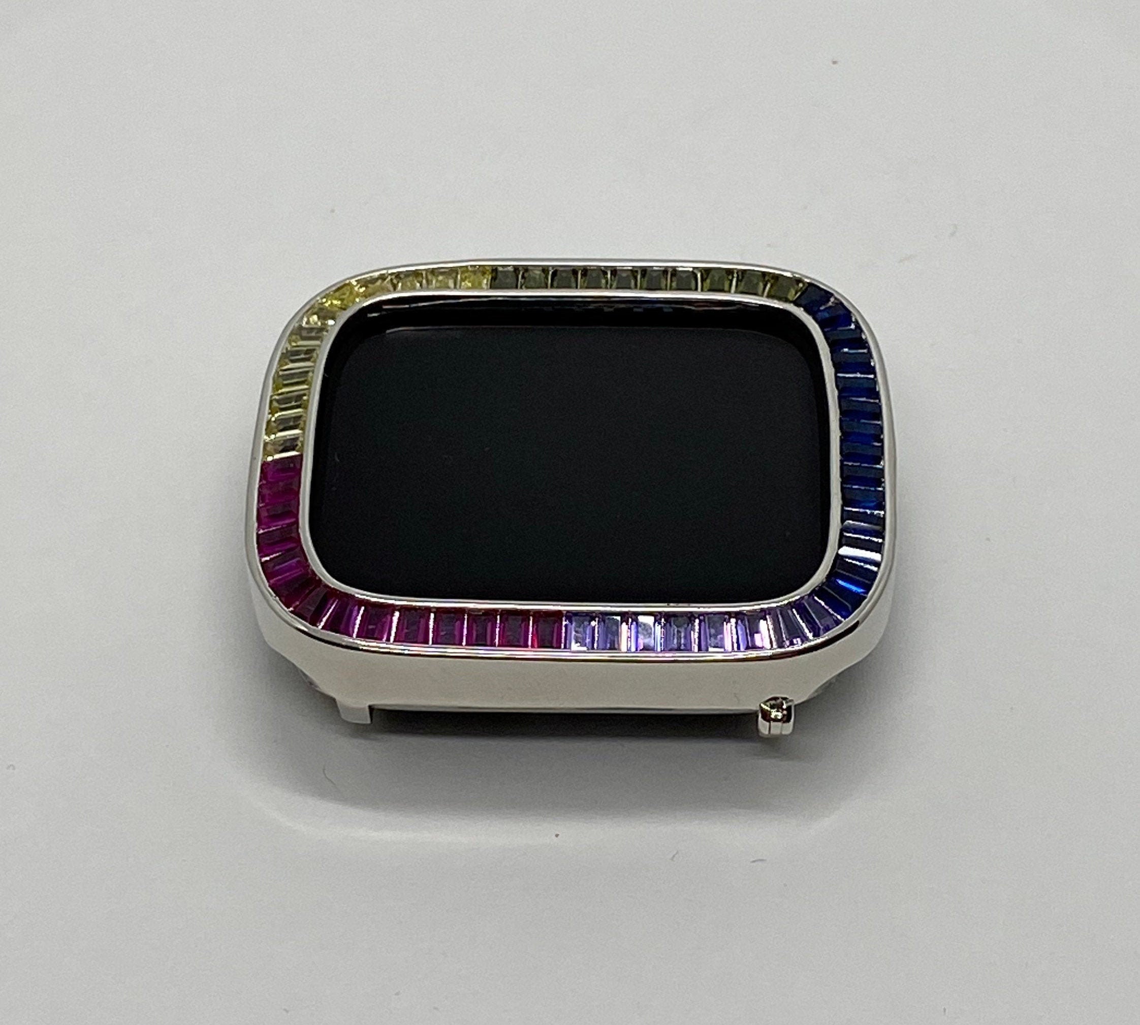 41mm 45mm Rainbow Apple Watch Bezel Cover 40mm 44mm Silver Lab Diamond Iwatch Case Series 2-9