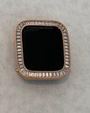 Rose Gold Apple Watch Case Lab Diamond Bezel Baguette Apple Watch Cover Smartwatch Bumper Bling Series 1-8 SE 38mm 40mm 41mm 42mm 44mm 45mm