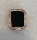 Rose Gold Apple Watch Lab Diamond Bezel Cover Baguette Smartwatch Bumper Bling Series 1-8 SE 38mm 40mm 41mm 42mm 44mm 45mm