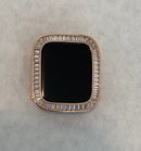 Rose Gold Apple Watch Case Lab Diamond Bezel Baguette Apple Watch Cover Smartwatch Bumper Bling Series 1-8 SE 38mm 40mm 41mm 42mm 44mm 45mm