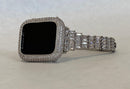 Bling Apple Watch Band 40mm Women Silver & or Pave Bezel Cover Lab Diamonds 41mm 44mm 45mm Series 7 Handmade