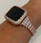 Bling Apple Watch Band Rose Gold Baguette Swarovski Crystals & or Lab Diamond Bezel Cover 38mm-45mm Series 1-8 SE Smartwatch Bumper Bling