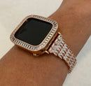 38 40 41 42 44 45mm Rose Gold Apple Watch Band Women & or Baguette Lab Diamond Bezel Apple Watch Cover Iwatch Bling Series 8 Custom Handmade from Iwatch Candy