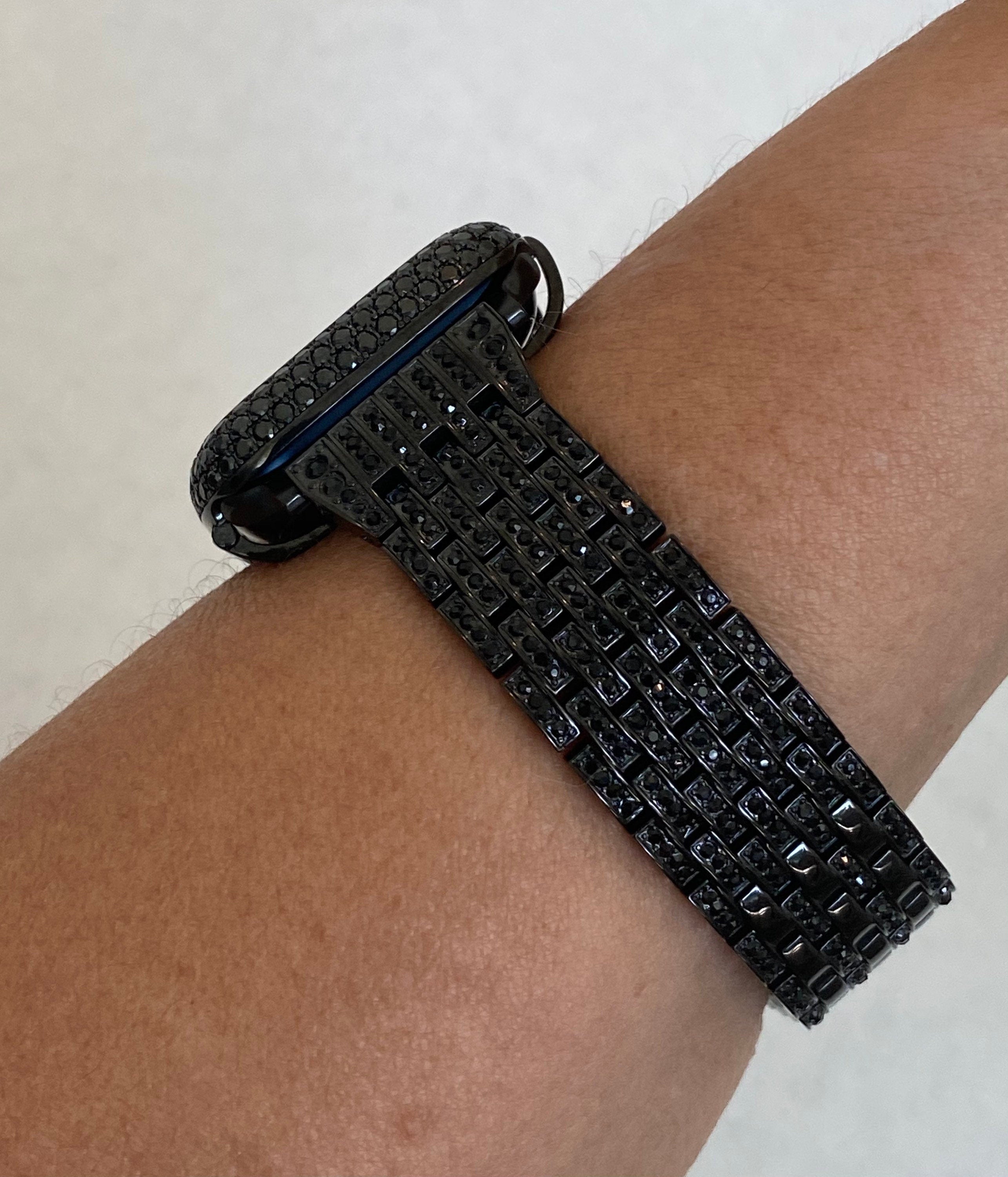 41mm 45mm 49mm Ultra Black Apple Watch Band Swarovski Crystals & or Apple Watch Case Black Lab Diamond Bezel Apple Watch Cover Bling