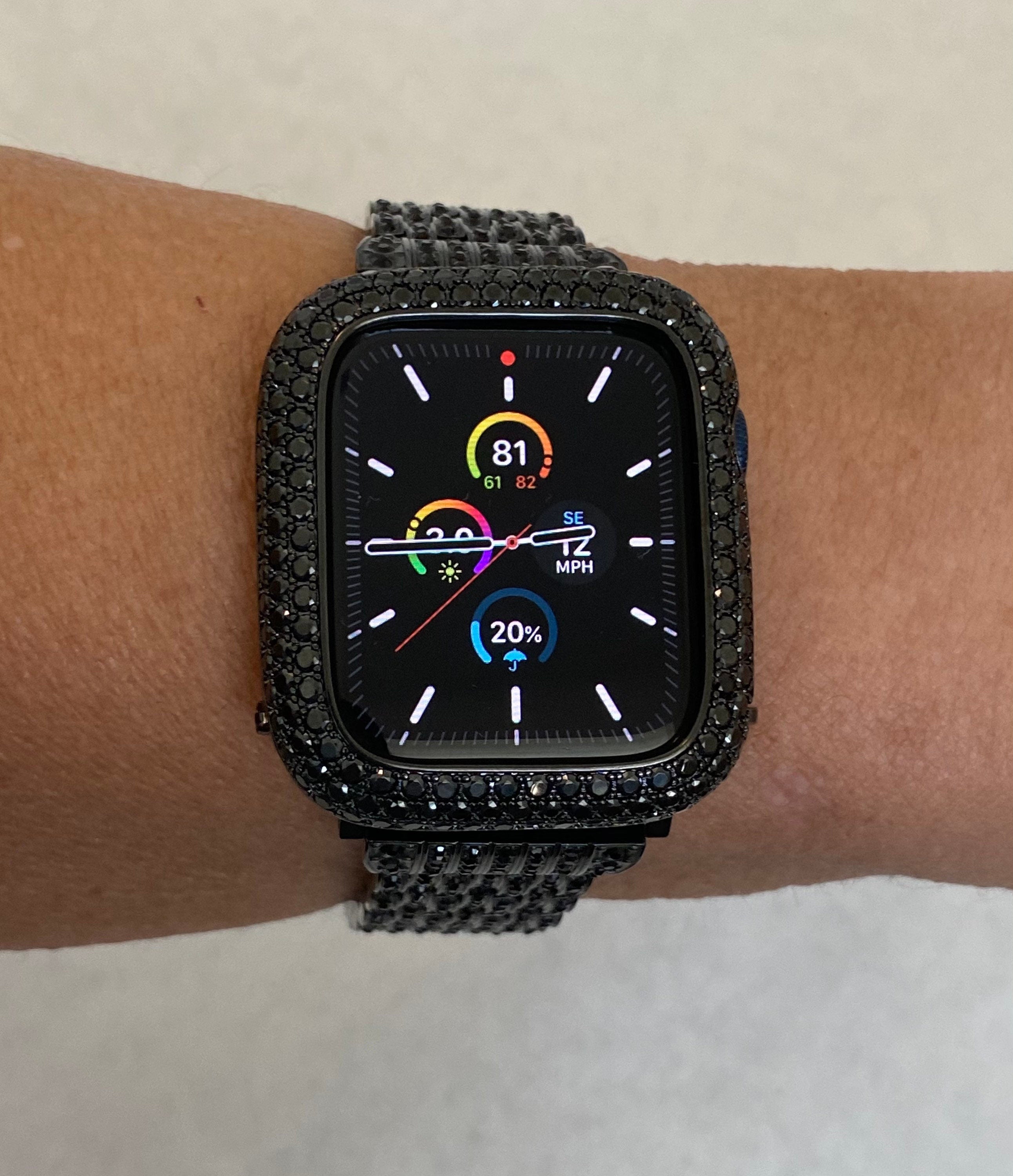 41mm 45mm 49mm Ultra Black Apple Watch Band Swarovski Crystals & or Apple Watch Case Black Lab Diamond Bezel Apple Watch Cover Bling