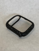 41mm 45mm Series 7 Black on Black Apple Watch Band & or Lab Diamond Apple Watch Bezel Cover for Smartwatch Bling