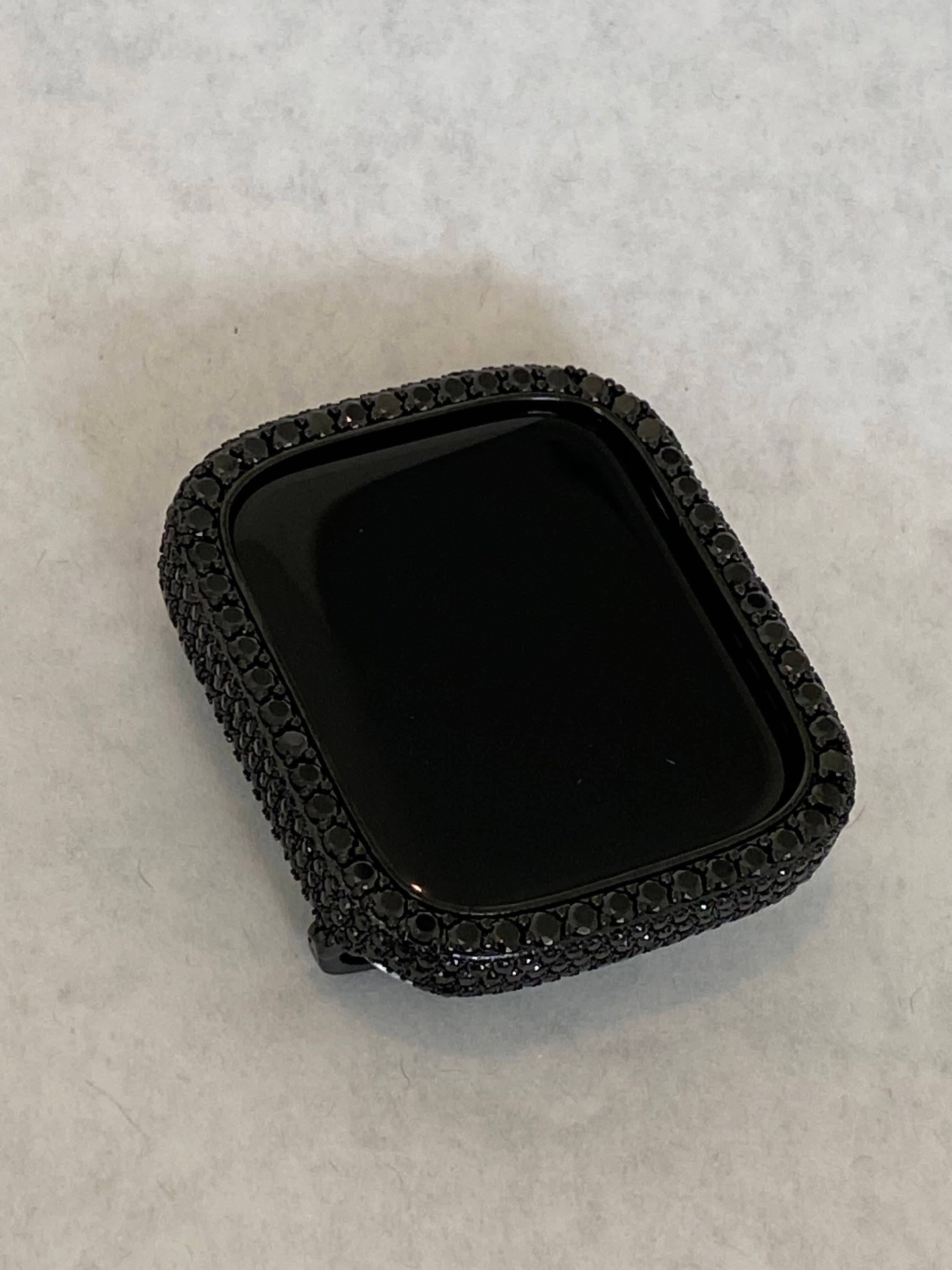 Black Apple Watch Band 49mm Ultra 41mm 45mm Crystals & or Apple Watch Cover Lab Diamond Bezel 38mm-49mm Smartwatch Bumper Bling