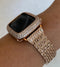 Series 7-8 41mm 45mm Apple Watch Band Swarovski Crystals & or Rose Gold Lab Diamond Bezel Smartwatch Bumper Bling 38mm-45mm