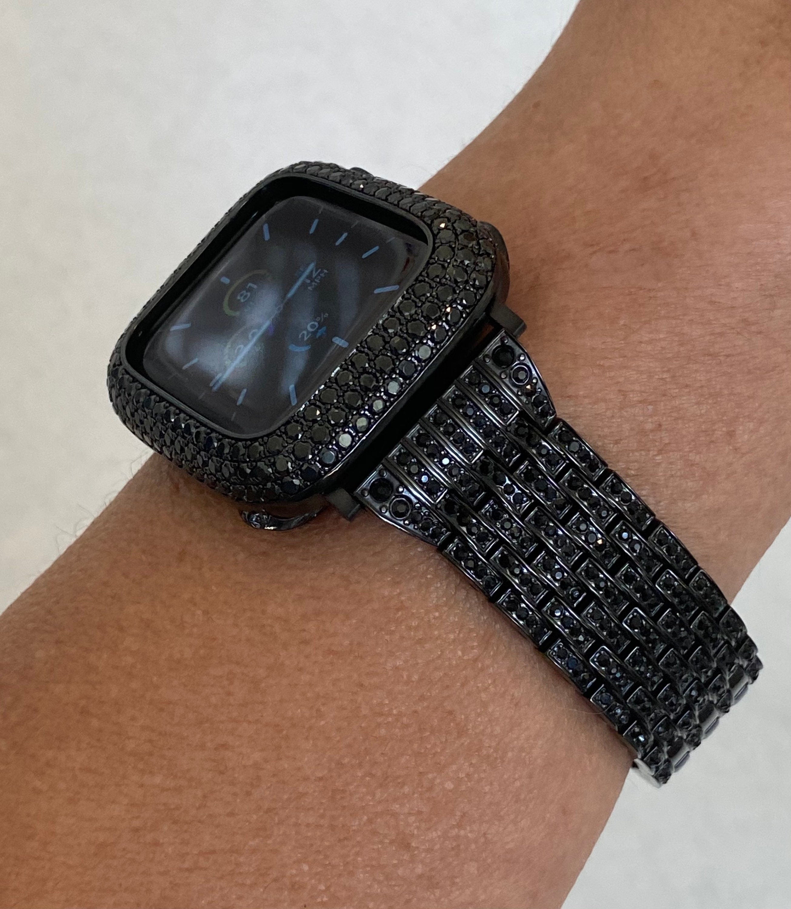 41mm 45mm 49mm Ultra Black Apple Watch Band Swarovski Crystals & or Apple Watch Case Black Lab Diamond Bezel Apple Watch Cover Bling