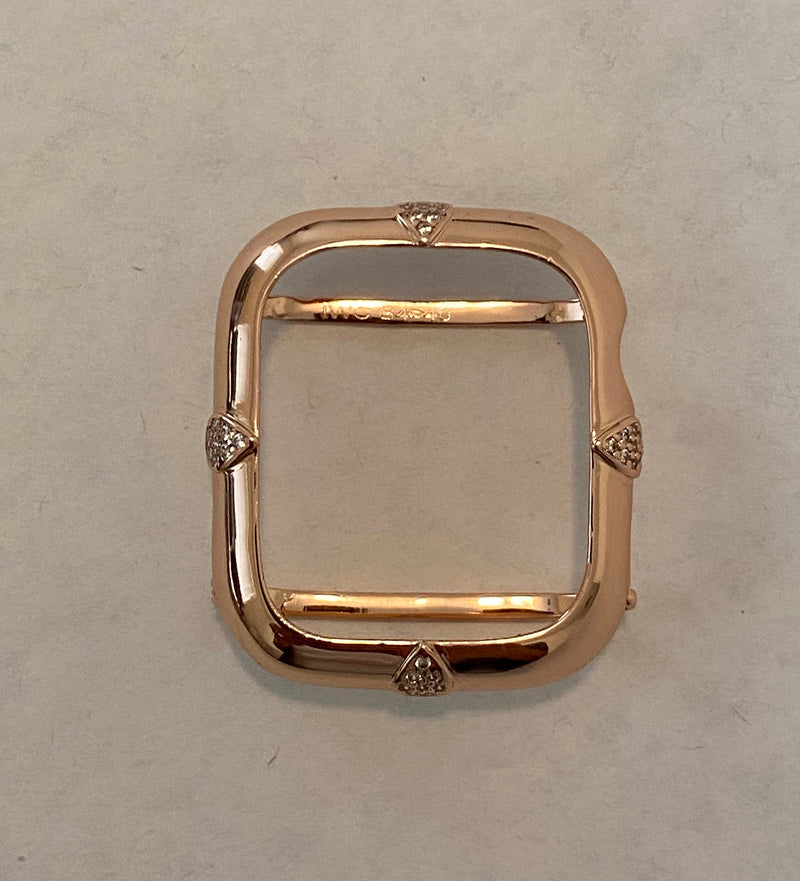 Apple Watch Bezel Cover Rose Gold with Lab Diamonds Metal Case for 40 44mm Custom Handmade Final Sale