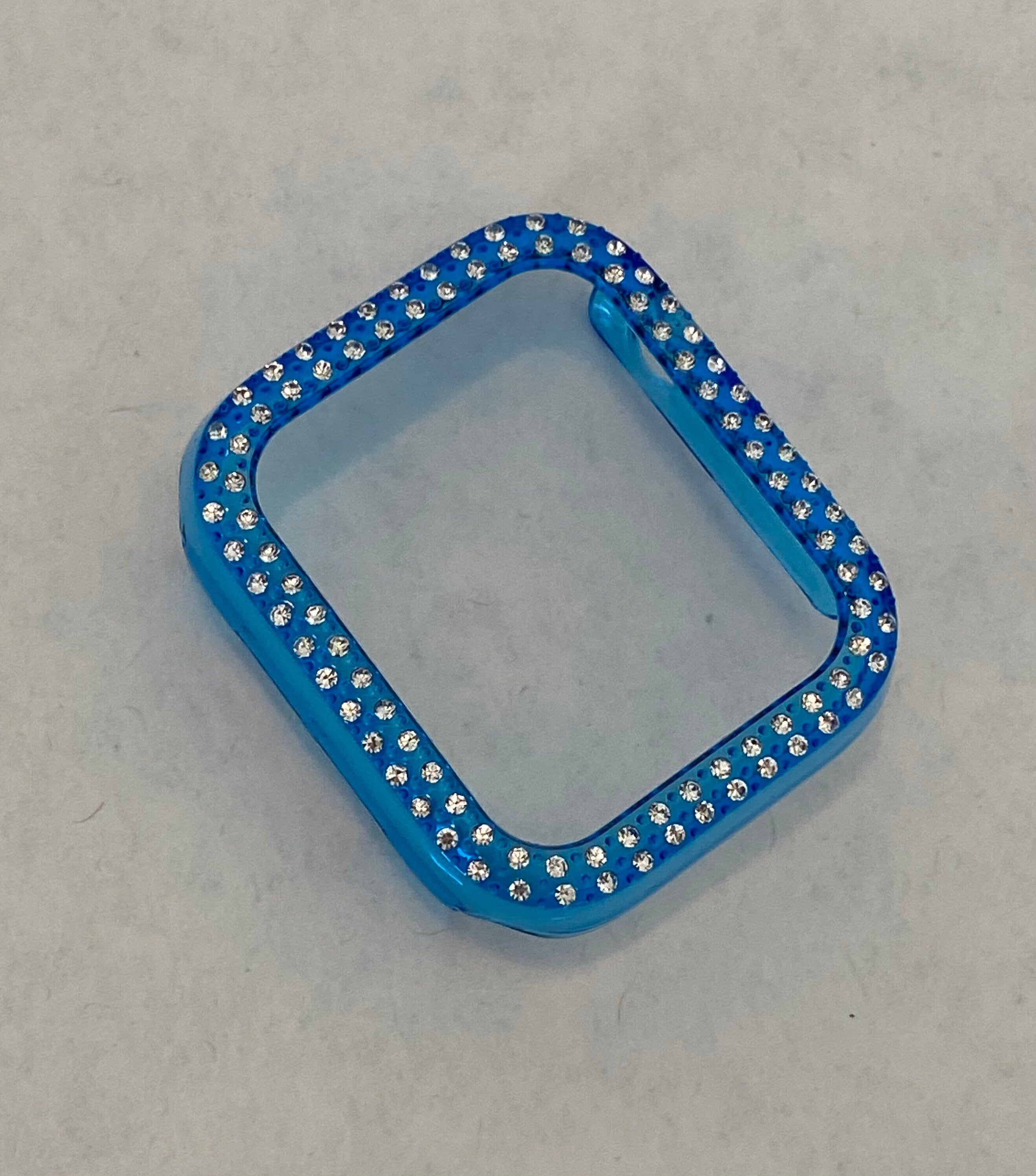 Blue Apple Watch Band Cover Bezel Iwatch Case Crystal Faceplate Series 6 SE pv bzl