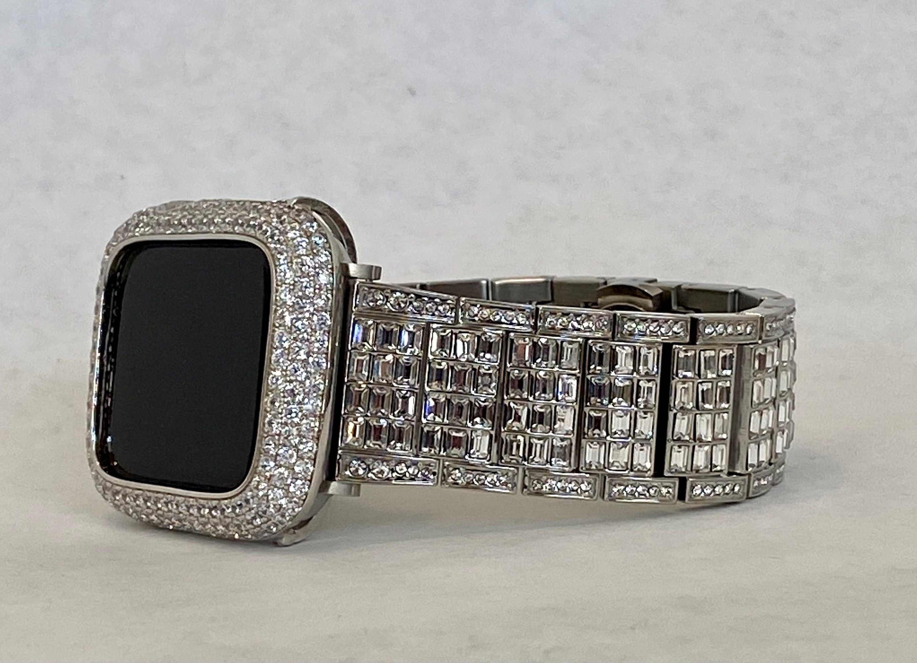 Ultra 49mm Apple Watch Band 38mm 40mm 41mm42mm 44mm 45mm Swarovski Crystal & or Apple Watch Case Lab Diamond Bezel Iwatch Candy Bling