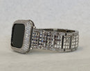 Custom Swarovski Crystal Apple Watch Band Silver Baguettes & or Apple Watch Case Lab Diamond Bezel Cover Smartwatch Bumper Bling 38mm-49mm Ultra