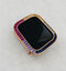 Rainbow Apple Watch Bezel Cover 40mm 44mm Rose Gold Lab Diamond Iwatch Case Bling