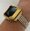 Gold Apple Watch Band Women 38 40 42 44mm and or Pave Lab Diamond Bezel Case Custom Handmade