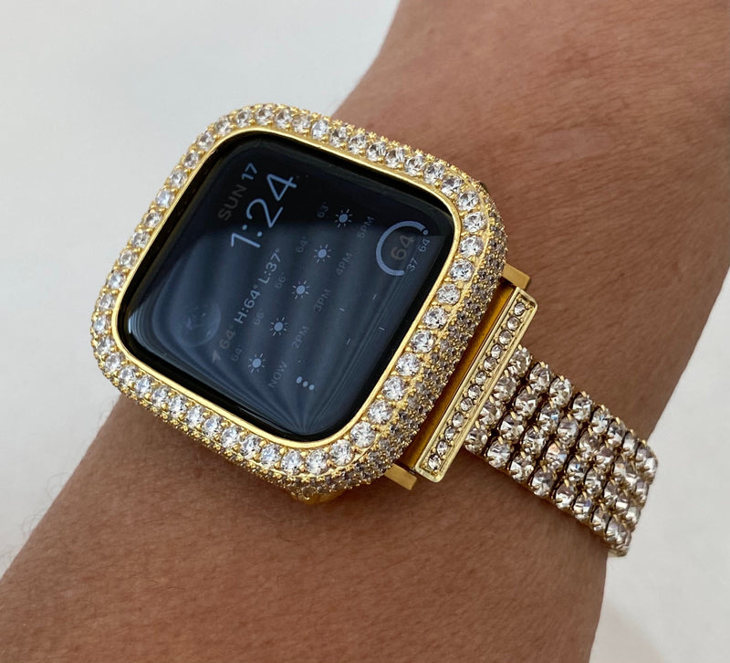 41mm 45mm 49mm Ultra Apple Watch Band Gold Crystals & or Apple Watch Case Lab Diamond Bezel 38mm-44mm Apple Watch Cover Bling