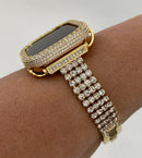 41mm 45mm 49mm Ultra Apple Watch Band Gold Crystals & or Apple Watch Case Lab Diamond Bezel 38mm-44mm Apple Watch Cover Bling