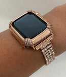 Rose Gold Apple Watch Band Women Swarovski Crystals & or Apple Watch Cover Pave Lab Diamond Bezel Iwatch Case Iphone Watch Apple Watch Bezel