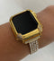 Gold Apple Watch Band Women 38 40 42 44mm and or Pave Lab Diamond Bezel Case Custom Handmade